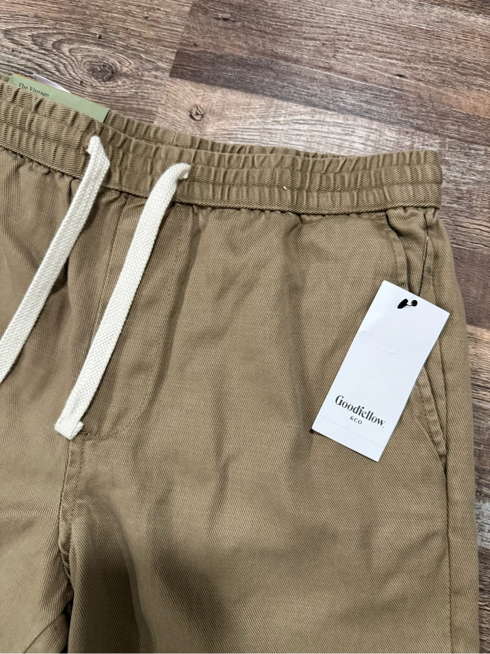 NWT Goodfellow & Co Men's Pull-On Drawstring Shorts Brown Khaki Twill Size Small
